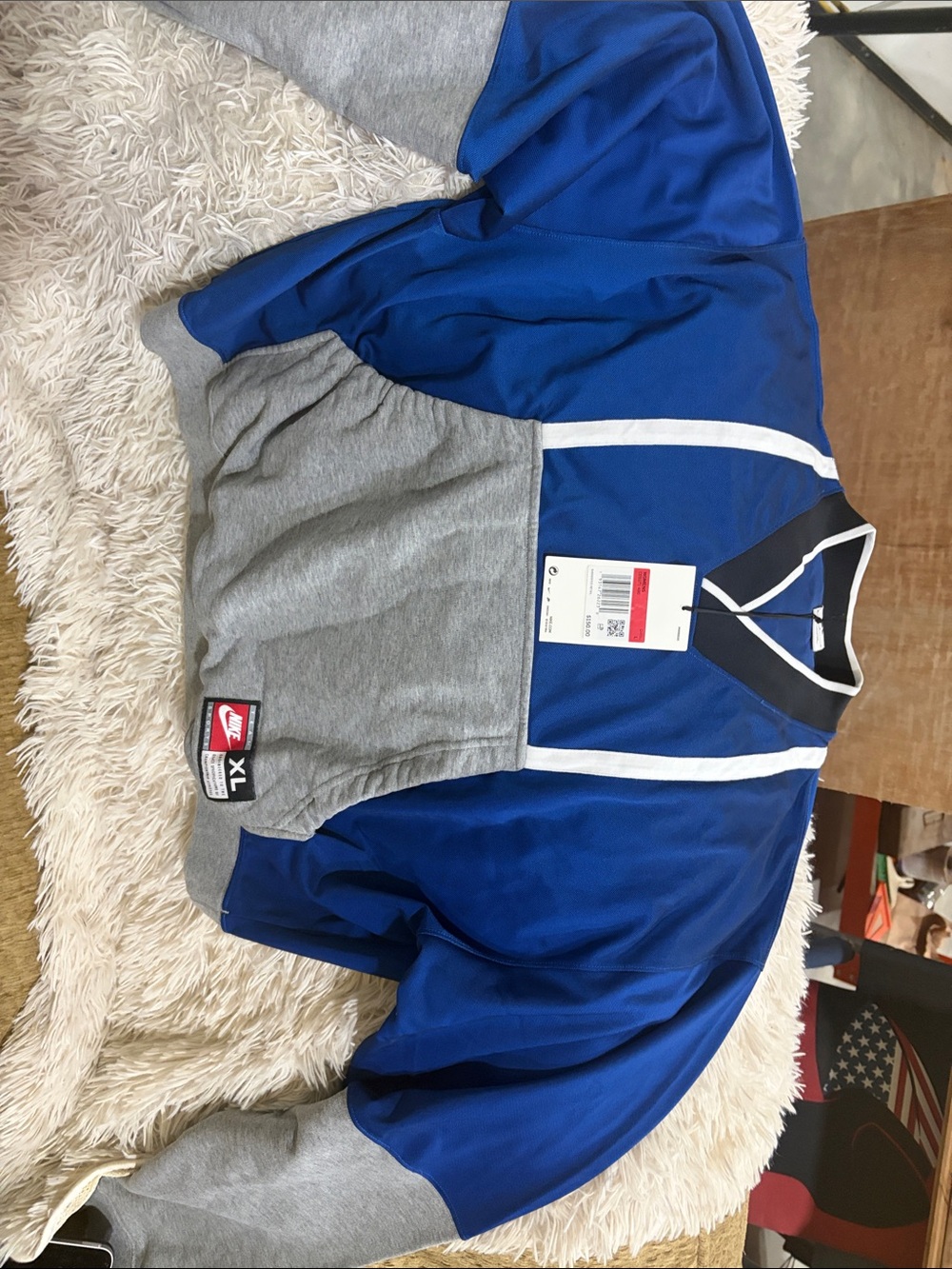 Nike Royal Blue and Heather Gray Hockey Pullover